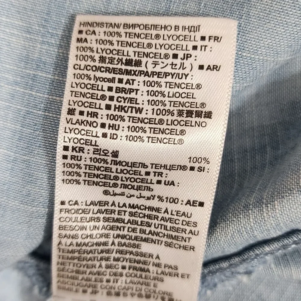 Girl's Gap Kids‎ - XL - Denim Chambray Cold Shoulder Dress Light Blue